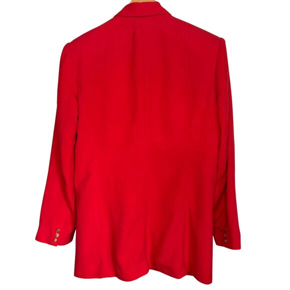 August Silk Red 100% Silk Blazer Women’s 8 Shoulder Pads Vintage Classic - Picture 3 of 8